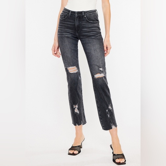 KanCan Denim - 🐠KanCan Charcoal Ankle Straight Mid Rise Ripped Jean | NWT!